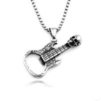Tibetan Style Sweater Chain Necklace, with stainless steel chain, Guitar, plated, Unisex, Length:Approx 23.62 Inch, 10Strands/Lot, Sold By Lot
