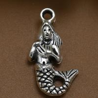 Sinc Alloy Pendants, Mermaid, jewelry faisin & DIY, airgid, 12x10mm, Díolta De réir PC