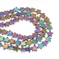 Natürliche Lava Perlen, Stern, plattiert, DIY, farbenfroh, 14*5mm, verkauft von Strang