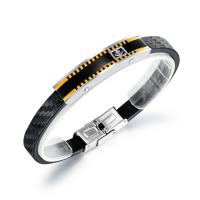 PU Leather Cord Bracelets Titanium Steel with PU Leather for man 8mm Sold Per 8.46 Inch Strand
