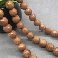 Goldstein Perlen, Goldsand, rund, poliert, verschiedene Größen vorhanden, verkauft per ca. 15 ZollInch Strang