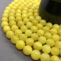 Yellow Chalcedon Perle, rund, poliert, verschiedene Größen vorhanden, gelb, verkauft per ca. 15 ZollInch Strang