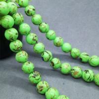 Gold Vein Turquoise Beads Round polished green Sold Per Approx 15 Inch Strand