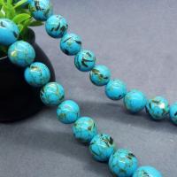 Gold Vein Turquoise Beads Round polished light blue Sold Per Approx 15 Inch Strand