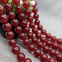 Karneolstein Perle, rund, poliert, verschiedene Größen vorhanden, dunkelrot, verkauft per ca. 15 ZollInch Strang