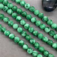 Kosmochlor+Jade Perle, rund, poliert, verschiedene Größen vorhanden, grün, verkauft per ca. 15 ZollInch Strang