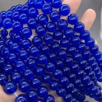 Chalzedon Perle, rund, poliert, verschiedene Größen vorhanden, royalblau, verkauft per ca. 15 ZollInch Strang
