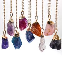 Quartz Gemstone Pendants, plated, fashion jewelry & Unisex, more colors for choice, 30~40mm, 5PCs/Bag, Sold By Bag