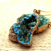Natural Agate Druzy Pendant plated fashion jewelry & Unisex 25~40mmuff0c5~6mm Sold By Bag
