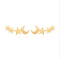 Latão Brinco, cobre, Lua e estrela, banhado, joias de moda & para mulher, Mais cores pare escolha, níquel, chumbo e cádmio livre, 15x5mm, vendido por Strand