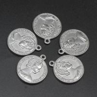 Stainless Steel Pendants Round die-casting DIY silver color 23*20*3mm Sold By Bag