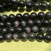 Natural Black Obsidian Beads Round polished multi-colored Sold Per Approx 15 Inch Strand