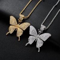 Cubic Zircon Micro Pave Brass Necklace with stainless steel chain Butterfly plated French Rope Chain & DIY & micro pave cubic zirconia nickel lead & cadmium free Sold Per Approx 23.6 Inch Strand