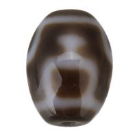Natural Tibetan Agate Dzi Beads, Oval, nectar & two tone, 10x12mm, Hole:Approx 2mm, Sold By PC