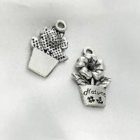 Zinc Alloy Flower Pendants antique silver color plated DIY nickel lead & cadmium free Sold By Bag