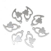 Stainless Steel Heart Pendants plated DIY silver color 16*10*1mm Sold By Bag