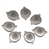 Stainless Steel Connector, Ellipse, plated, DIY, silver color, 20*15*2mm, 100PCs/Bag, Sold By Bag