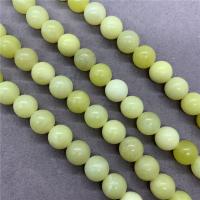 Perles en jade, jade de citron, Rond, poli, normes différentes pour le choix, Vendu par Environ 15 pouce brin