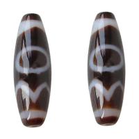 Natürliche Tibetan Achat Dzi Perlen, oval, Sonne Erde Wasser & zweifarbig, Grad AAA, 12x38mm, Bohrung:ca. 2mm, verkauft von PC