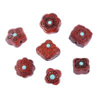 Wood Beads, Red Sandalwood Willow, with turquoise, Carved, DIY & different styles for choice, more colors for choice, 10PCs/Bag, Sold By Bag