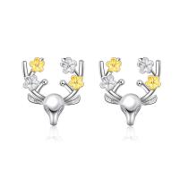Brass Stud Earring silver color plated for woman nickel lead & cadmium free 13mm Sold By Bag