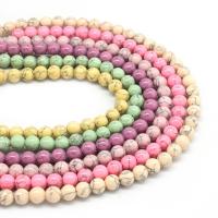 Türkis Perlen, Synthetische Türkis, rund, poliert, unterschiedliche Farbe und Muster für die Wahl & DIY & verschiedene Größen vorhanden, keine, verkauft von Strang