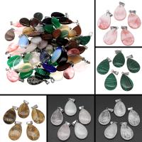 Gemstone Pendants Jewelry, Teardrop, polished, DIY & different styles for choice, more colors for choice, 35*17*6mm, 10PCs/Bag, Sold By Bag