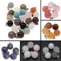 Gemstone Pendants Jewelry, Round, polished, DIY & different styles for choice, more colors for choice, 25*14mm, 10PCs/Bag, Sold By Bag
