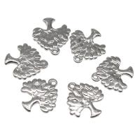 Stainless Steel Pendants, Tree, polished, DIY, silver color, 19*17*2mm, 100PCs/Bag, Sold By Bag