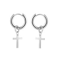 Stainless Steel Drop Earring, Cross, plated, for man, more colors for choice, 15mm, Sold By Pair