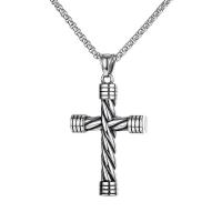 Titanium Steel Necklace, Cross, plated, for man, more colors for choice, 51mm, Sold Per 21.65 Inch Strand