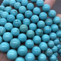 Türkis Perlen, rund, poliert, verschiedene Größen vorhanden, blau, verkauft per ca. 15 ZollInch Strang