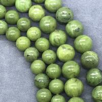 Jade Perlen, Kanadische Jade, rund, poliert, verschiedene Größen vorhanden, grün, verkauft per ca. 15 ZollInch Strang