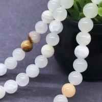 Natural Chalcedony Bead Round polished & frosted Sold Per Approx 15 Inch Strand