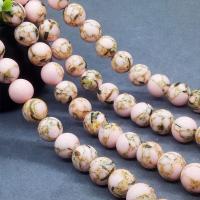 Turquoise Beads Round polished & frosted light pink Sold Per Approx 15 Inch Strand