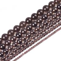 Natürliche Rauchquarz Perlen, rund, poliert, DIY & verschiedene Größen vorhanden, keine, verkauft per ca. 39 cm Strang