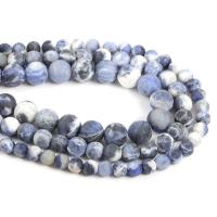 Sodalith Perlen, Sosalith, rund, DIY & verschiedene Größen vorhanden & satiniert, verkauft per ca. 42 cm Strang