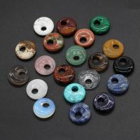 Gemstone Vedhæng Smykker, Ædelsten, Donut, du kan DIY & forskellige materialer til valg & stort hul, flere farver til valg, 18mm, Hole:Ca. 5.5mm, Solgt af PC