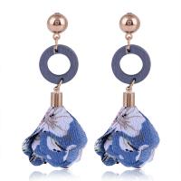 Wood Earring Zinc Alloy with Cloth plated for woman nickel lead & cadmium free Sold By Bag