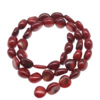 Natural Coral Beads Nuggets polished DIY dark red 10*3mm Sold By Strand