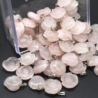 quartz rose Pendentif, fleur, poli, DIY, rose, 18*7mm, 5PC/sac, Vendu par sac