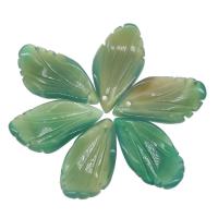 Gemstone Pendants Jewelry Agate petals polished DIY green 21*11*4mm Sold By Bag