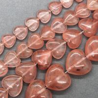 Natürlicher Quarz Perlen Schmuck, Kirsche Quarz, Herz, poliert, verschiedene Größen vorhanden, verkauft von Strang