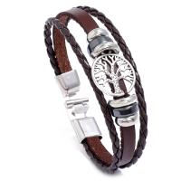 PU Leather Cord Bracelets Zinc Alloy with PU Leather plated fashion jewelry & Unisex nickel lead & cadmium free 210mm Sold Per 8.26 Inch Strand