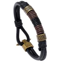PU Leather Cord Bracelets, Tibetan Style, with PU Leather, plated, fashion jewelry & Unisex, nickel, lead & cadmium free, 205x8mm, Sold By Strand