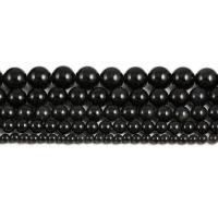 Schwarze Obsidian Perlen, rund, DIY & verschiedene Größen vorhanden, schwarz, verkauft von Strang