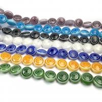 Inner Twist Lampwork Beads, Glass, Flat Round, DIY, more colors for choice, 10x10x5mm, Sold By Strand