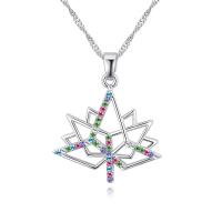 Crystal Zinc Alloy halskæde, med Østrigske krystal, mode smykker, sølv, 400x50mm, Solgt af Strand