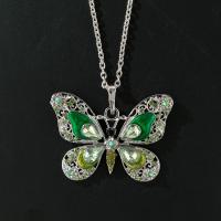Zinc Alloy smykker halskæde, med emalje, Butterfly, forgyldt, mode smykker & for kvinde, flere farver til valg, 42*57mm, Solgt af Strand