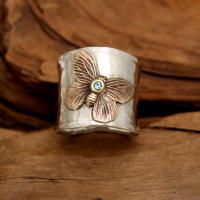 Zinc Alloy fingerring, Butterfly, forgyldt, mode smykker & forskellig størrelse for valg & for kvinde, sølv, 100*11mm, Solgt af PC